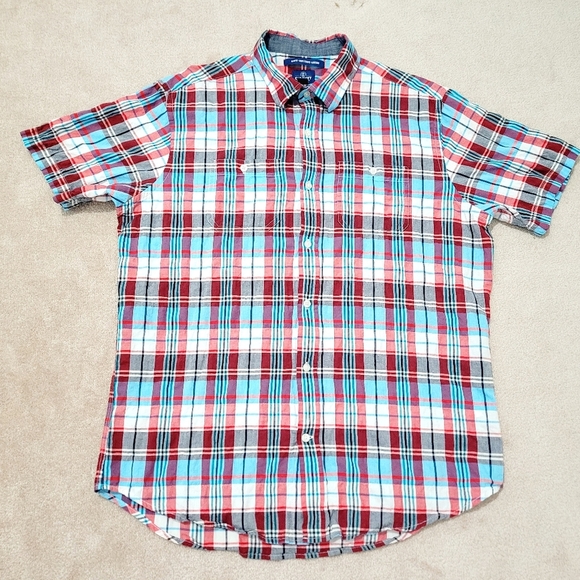 Old Navy Mens Short Sleeve Shirt Top Button Down Size L Multicolor Plaid - Picture 3 of 8
